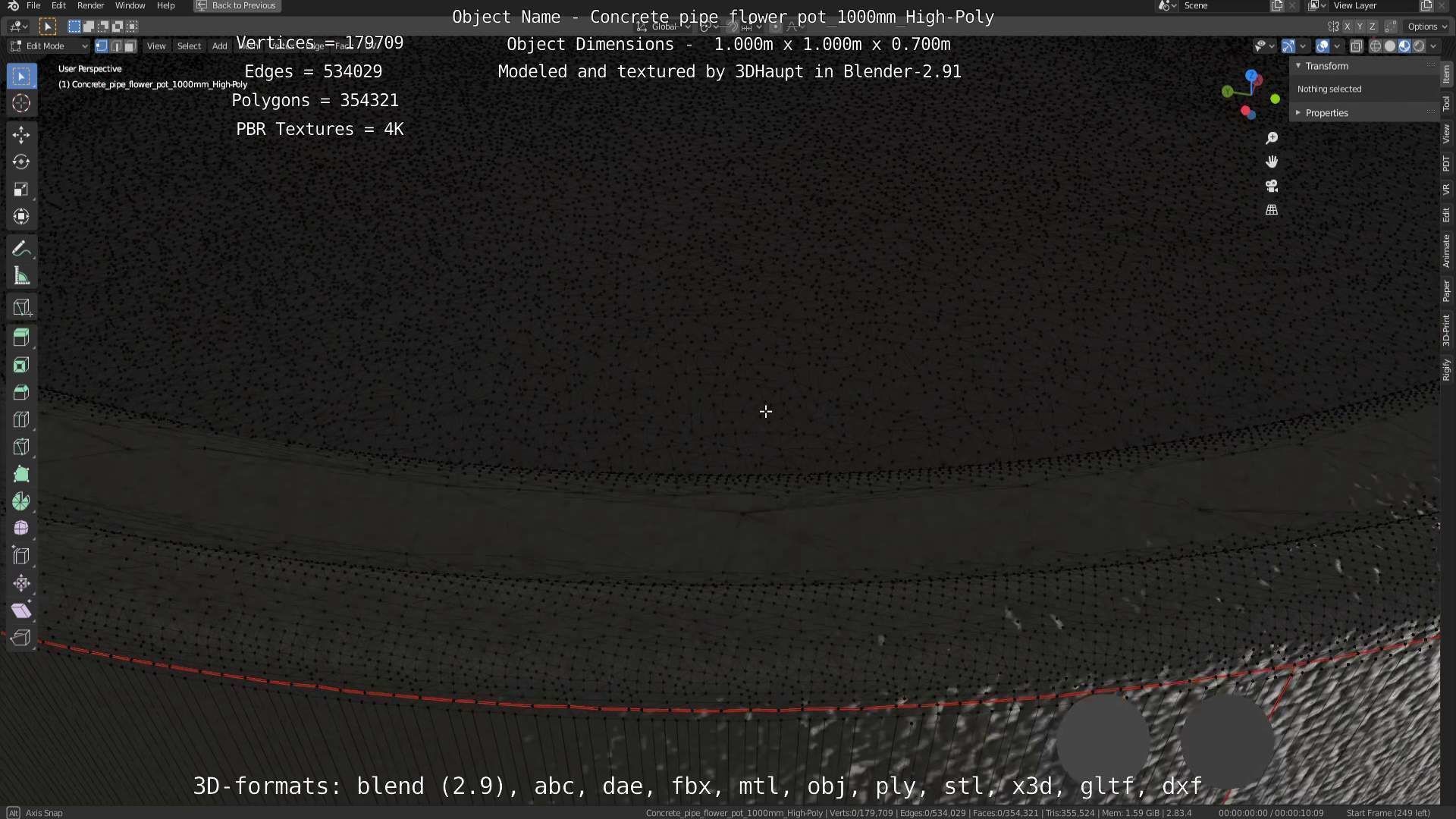 High-Poly Concrete Pipe Flower Pot 3D Model Collection_74