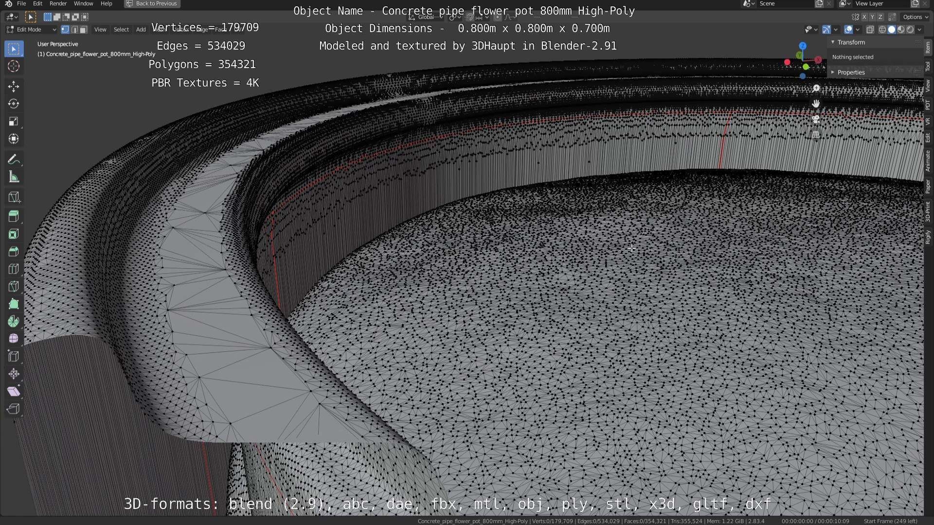 High-Poly Concrete Pipe Flower Pot 3D Model Collection_23