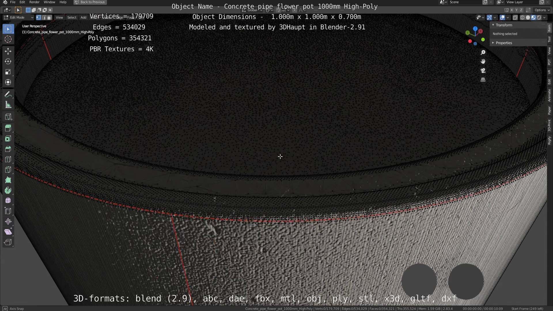 High-Poly Concrete Pipe Flower Pot 3D Model Collection_52