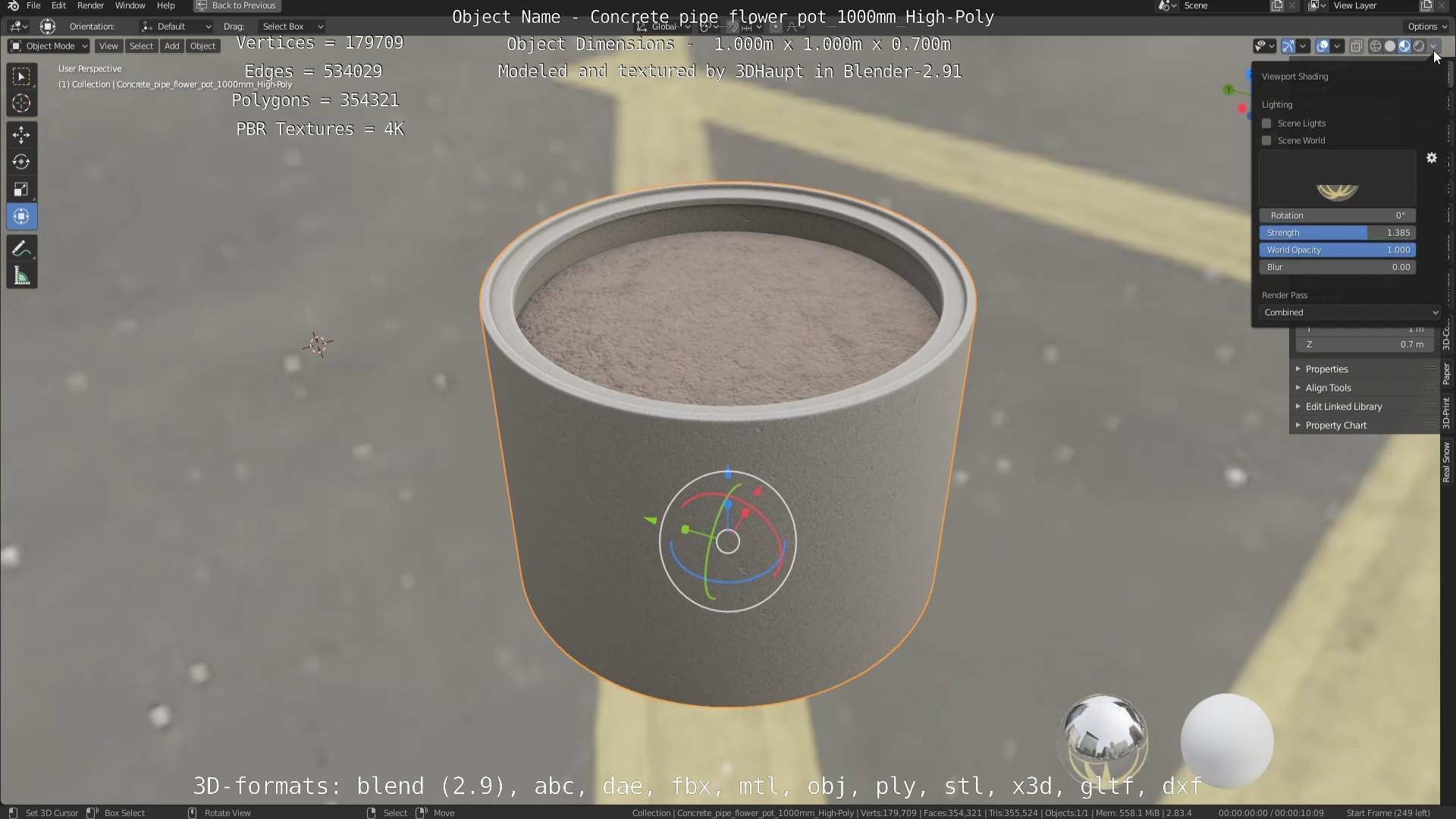High-Poly Concrete Pipe Flower Pot 3D Model Collection_50