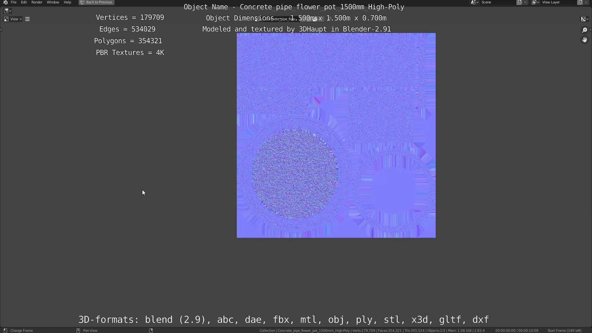 High-Poly Concrete Pipe Flower Pot 3D Model Collection_83