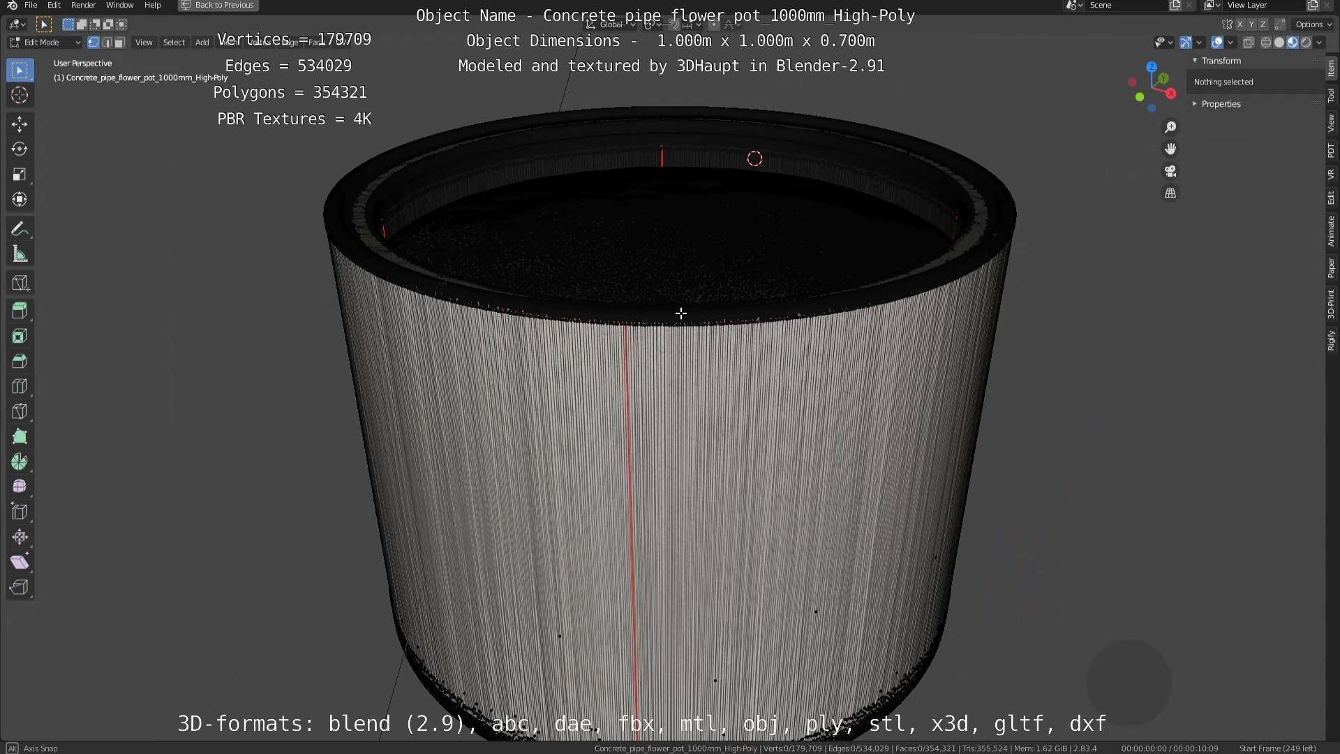 High-Poly Concrete Pipe Flower Pot 3D Model Collection_72