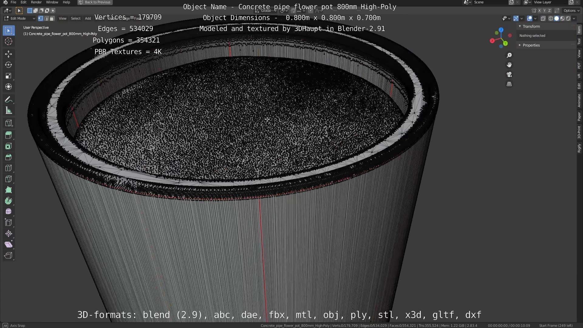 High-Poly Concrete Pipe Flower Pot 3D Model Collection_26