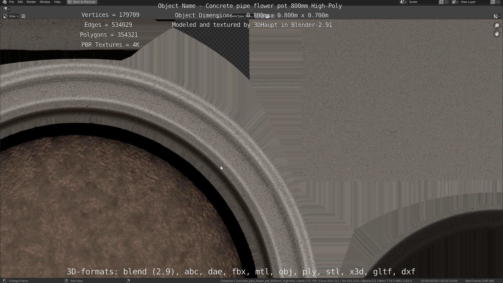 High-Poly Concrete Pipe Flower Pot 3D Model Collection_17