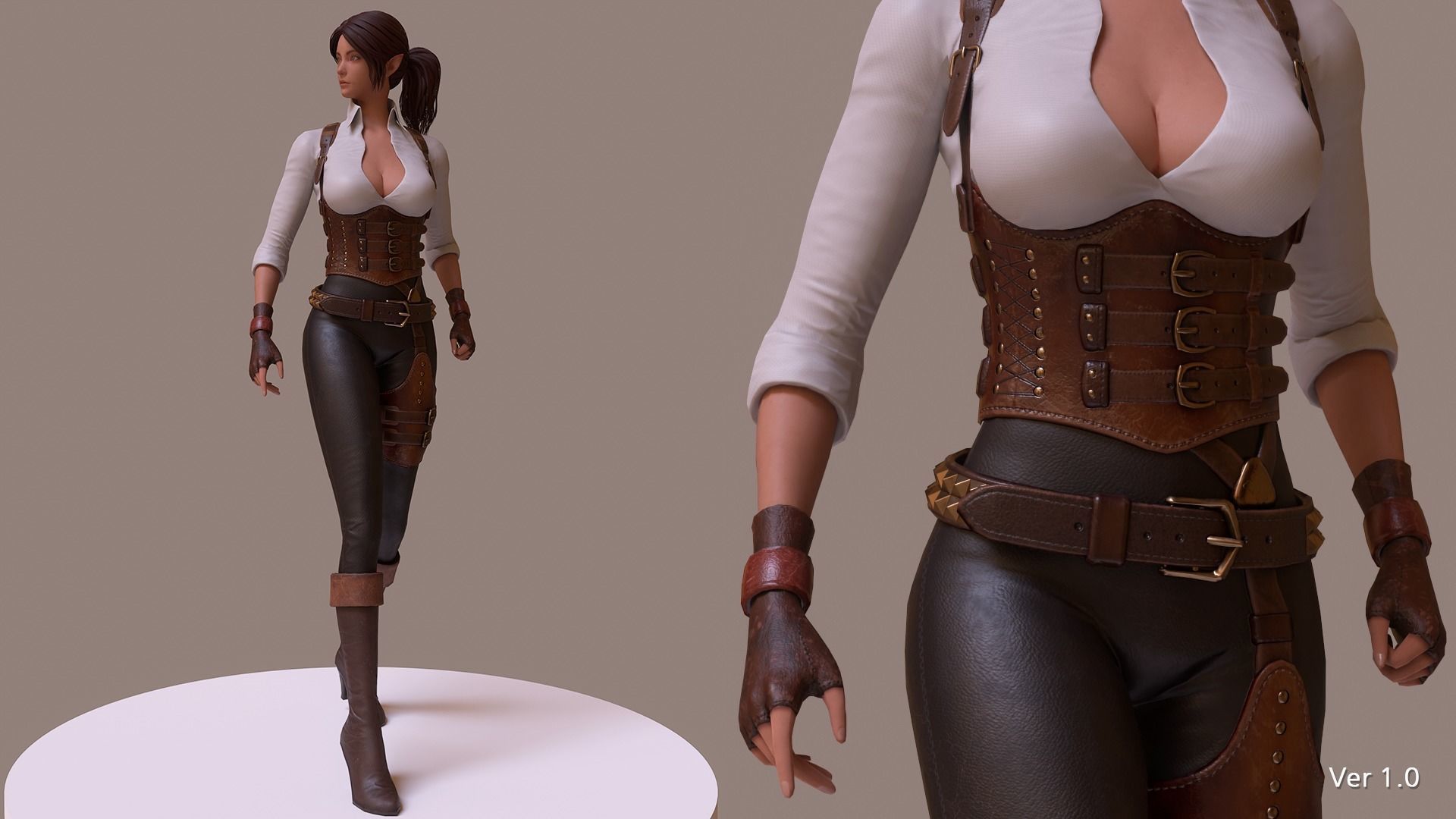 Jena  The Elf Ranger PBR Game Ready VR AR Female Character Low-poly 3D model_8