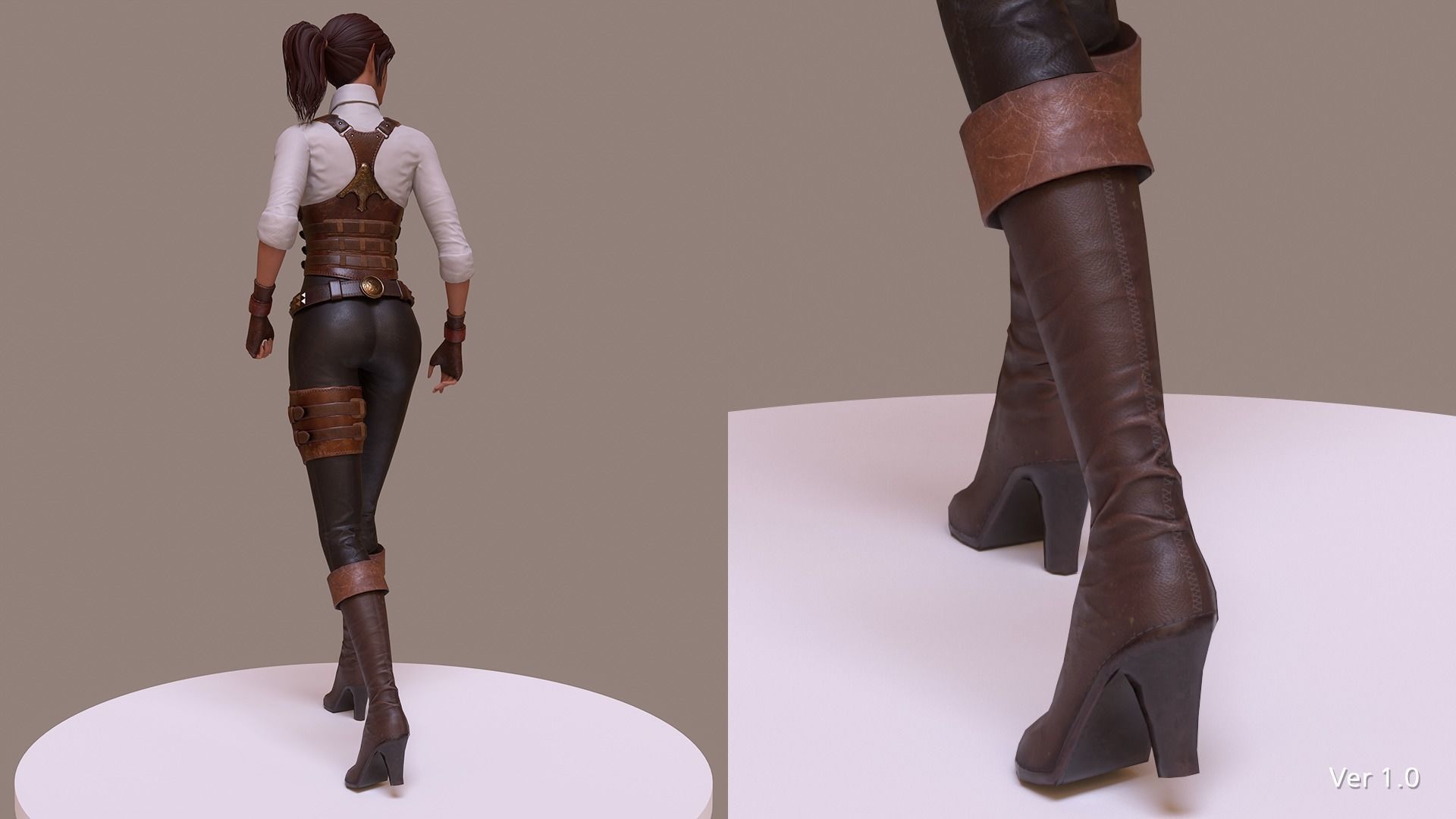 Jena  The Elf Ranger PBR Game Ready VR AR Female Character Low-poly 3D model_10