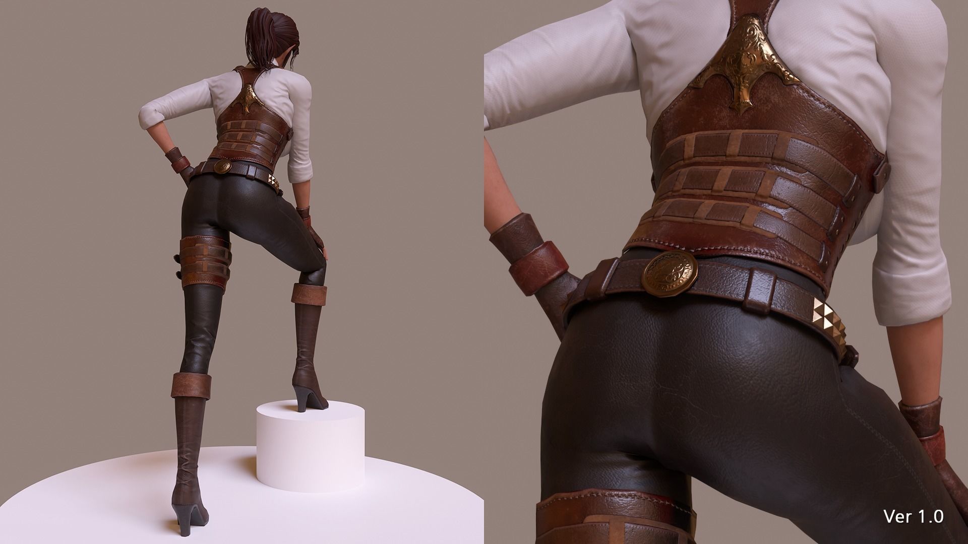 Jena  The Elf Ranger PBR Game Ready VR AR Female Character Low-poly 3D model_4