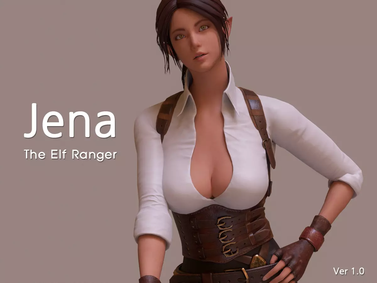 Jena  The Elf Ranger PBR Game Ready VR AR Female Character Low-poly 3D model_0