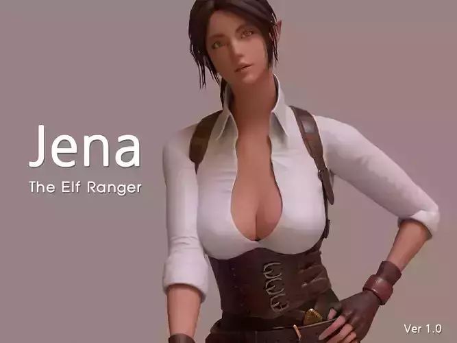 Jena  The Elf Ranger PBR Game Ready VR AR Female Character Low-poly 3D model