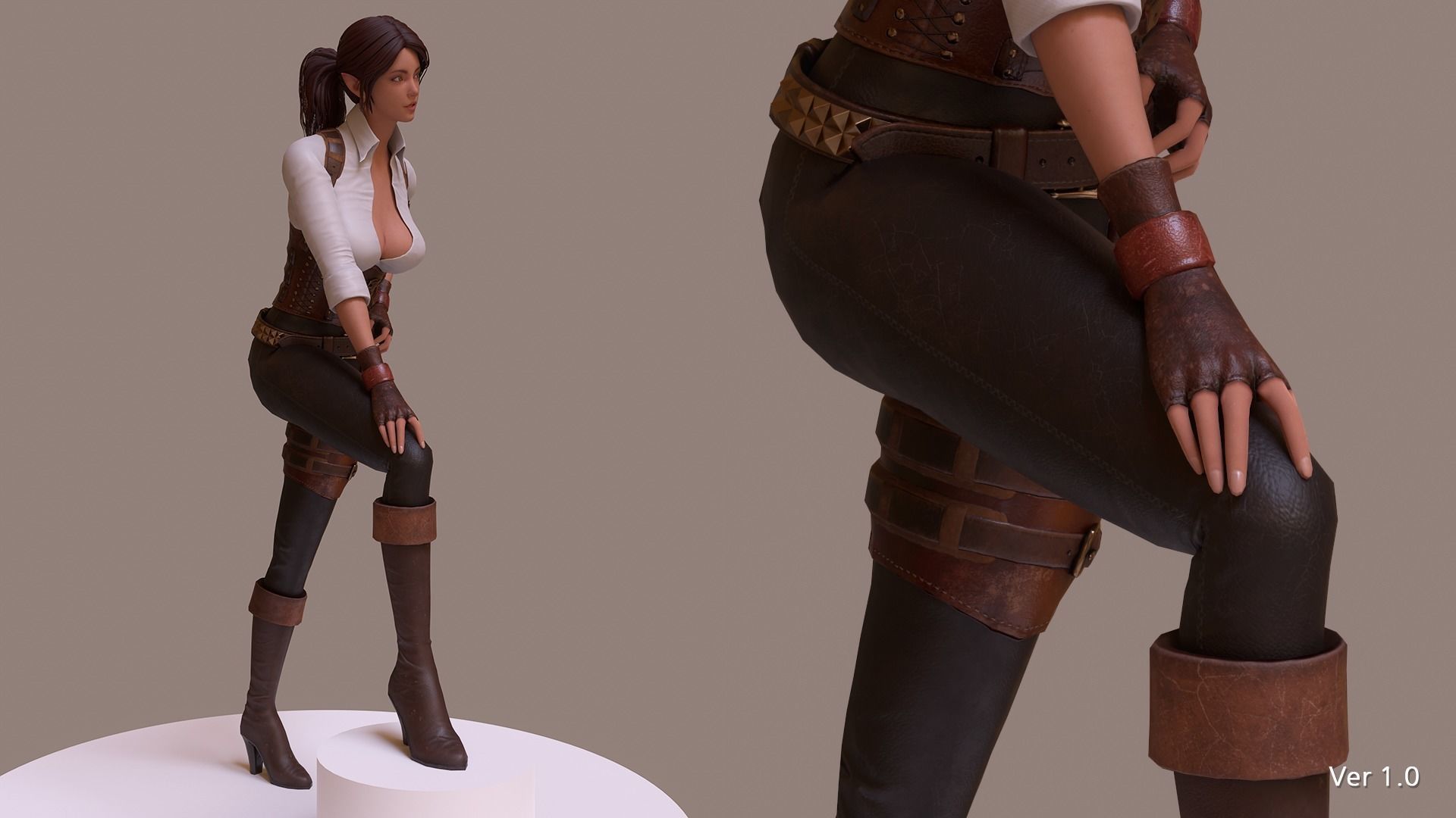 Jena  The Elf Ranger PBR Game Ready VR AR Female Character Low-poly 3D model_3