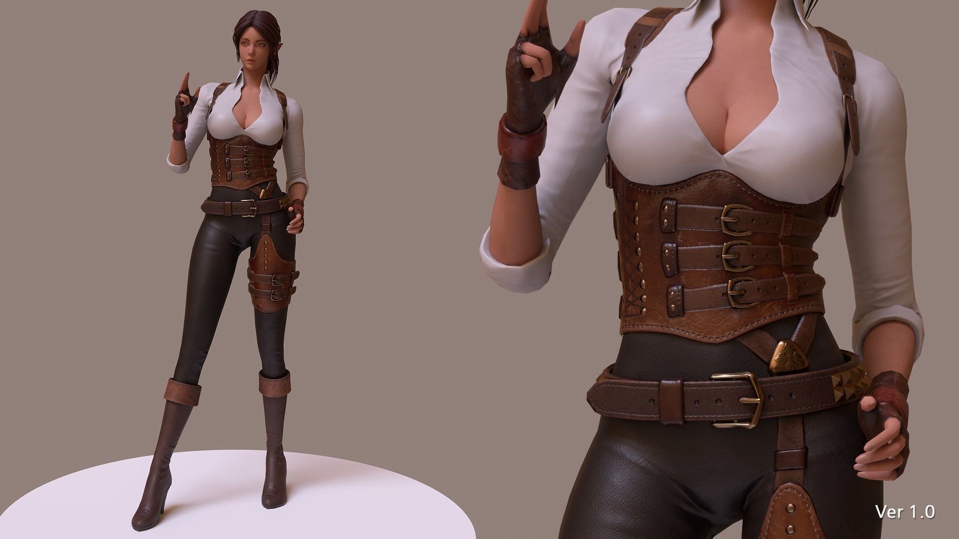 Jena  The Elf Ranger PBR Game Ready VR AR Female Character Low-poly 3D model_5