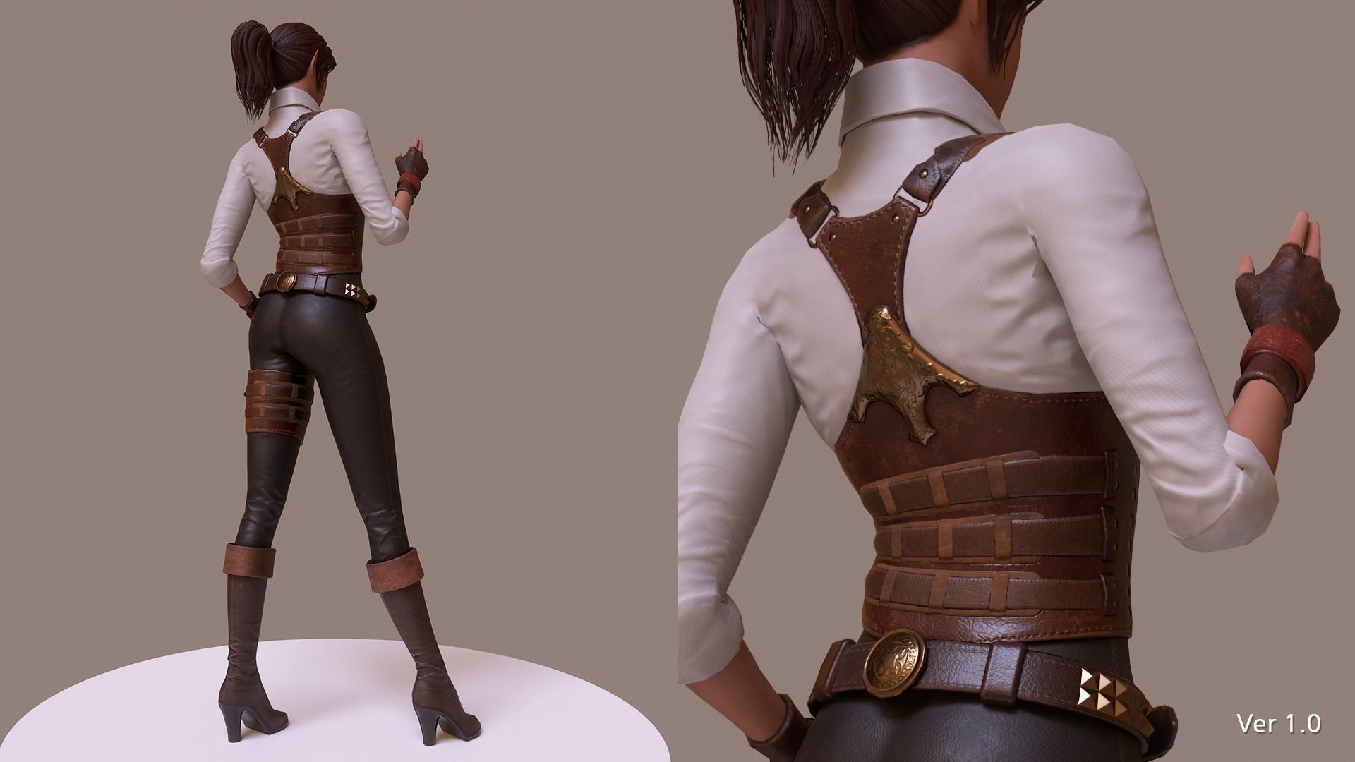 Jena  The Elf Ranger PBR Game Ready VR AR Female Character Low-poly 3D model_7