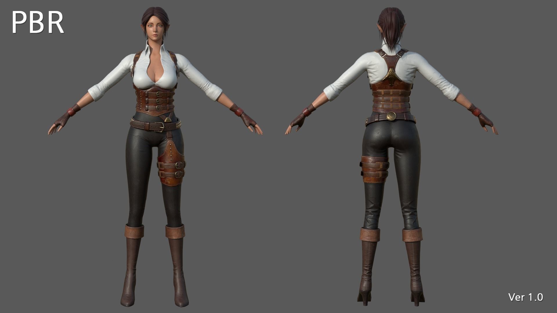 Jena  The Elf Ranger PBR Game Ready VR AR Female Character Low-poly 3D model_11