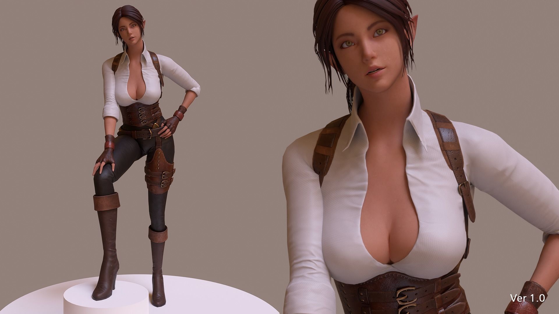 Jena  The Elf Ranger PBR Game Ready VR AR Female Character Low-poly 3D model_2