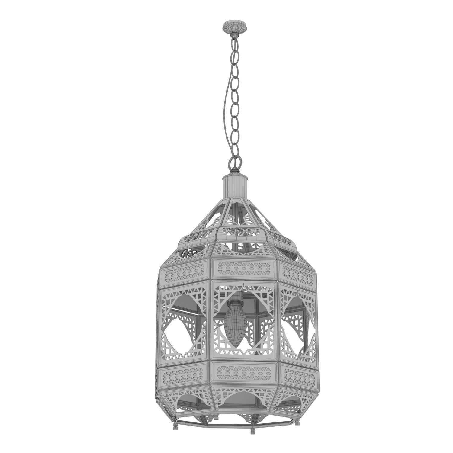 Moorish Moroccan Clear Glass Lantern 3D model_7