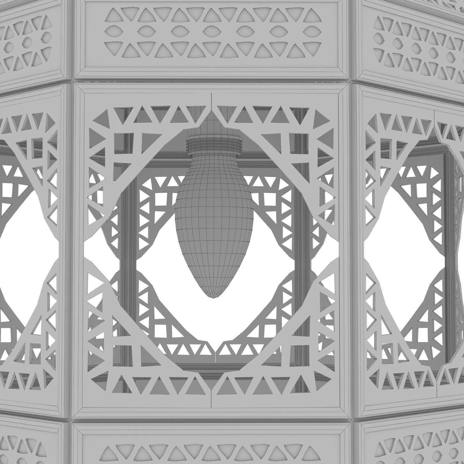 Moorish Moroccan Clear Glass Lantern 3D model_9