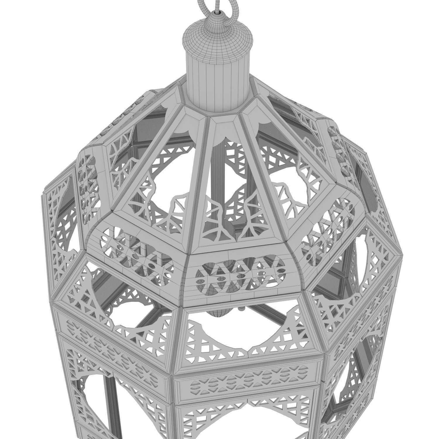 Moorish Moroccan Clear Glass Lantern 3D model_10