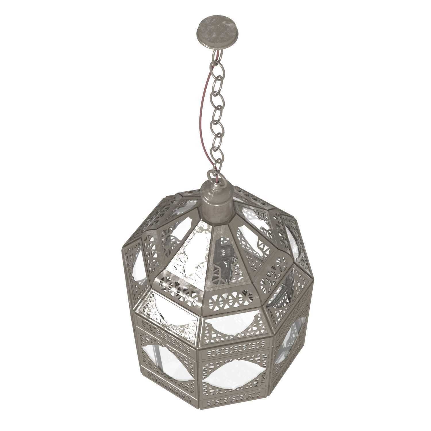 Moorish Moroccan Clear Glass Lantern 3D model_1