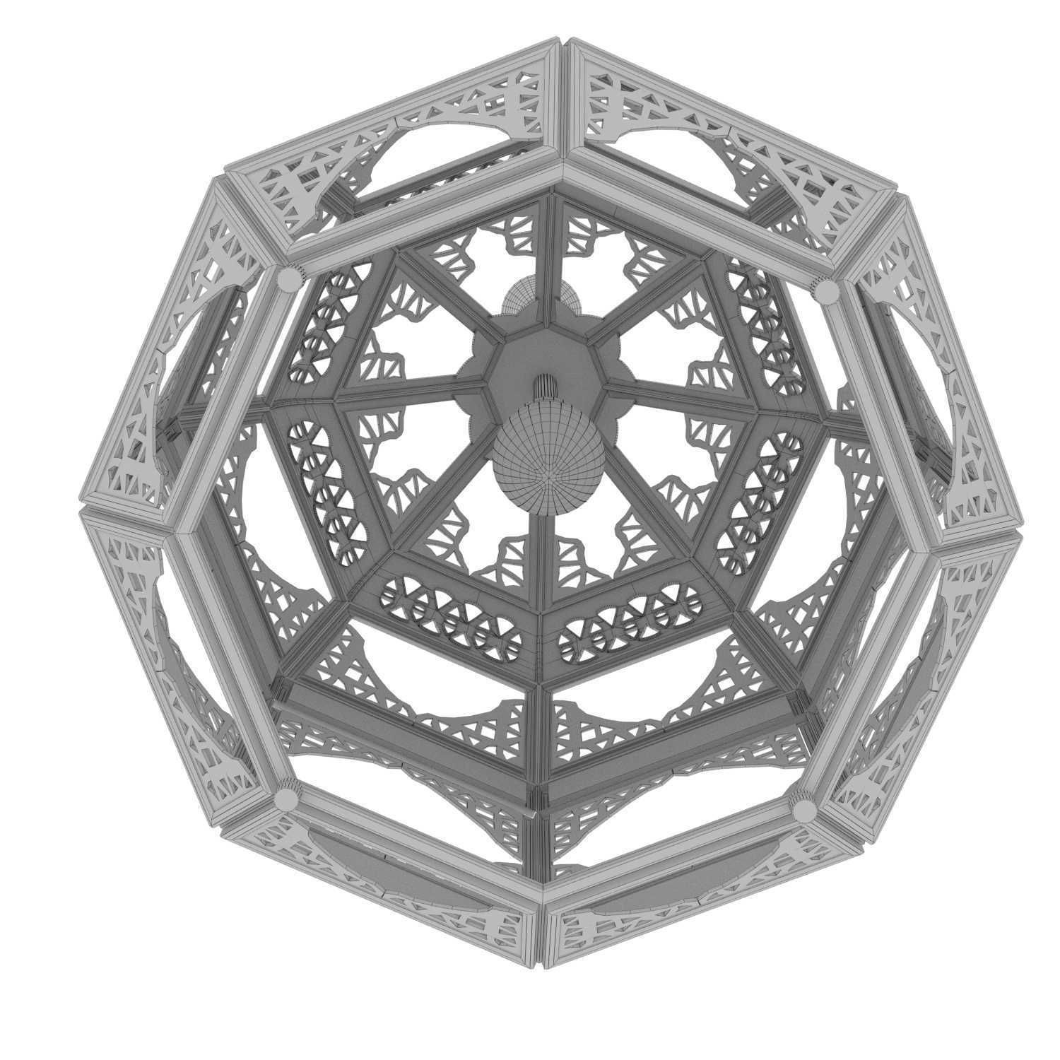 Moorish Moroccan Clear Glass Lantern 3D model_6