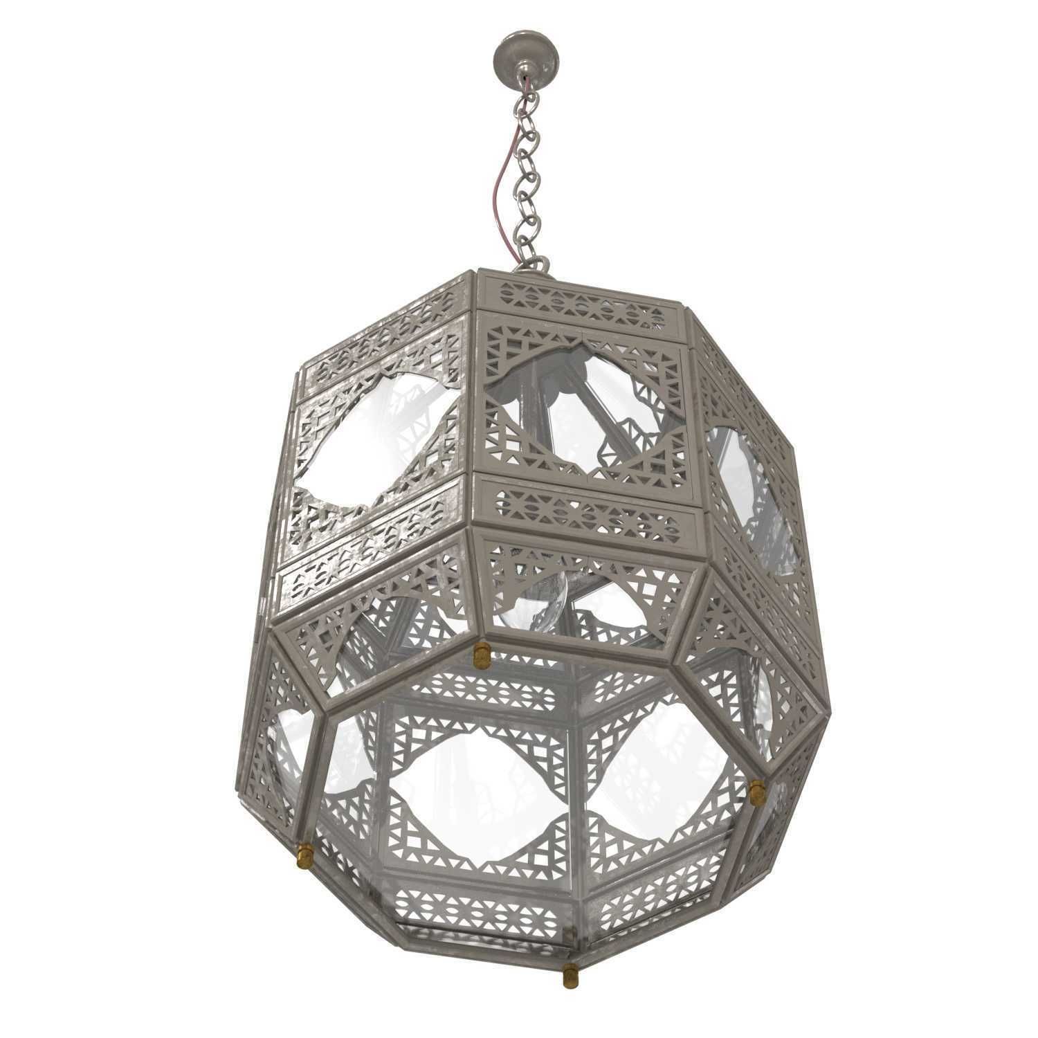 Moorish Moroccan Clear Glass Lantern 3D model_2