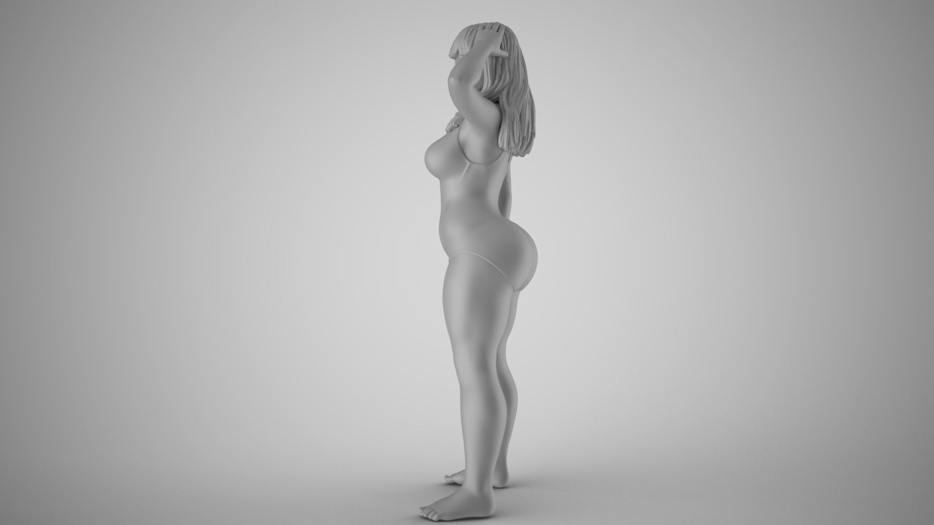 Plain Girl 6 3D print model_3