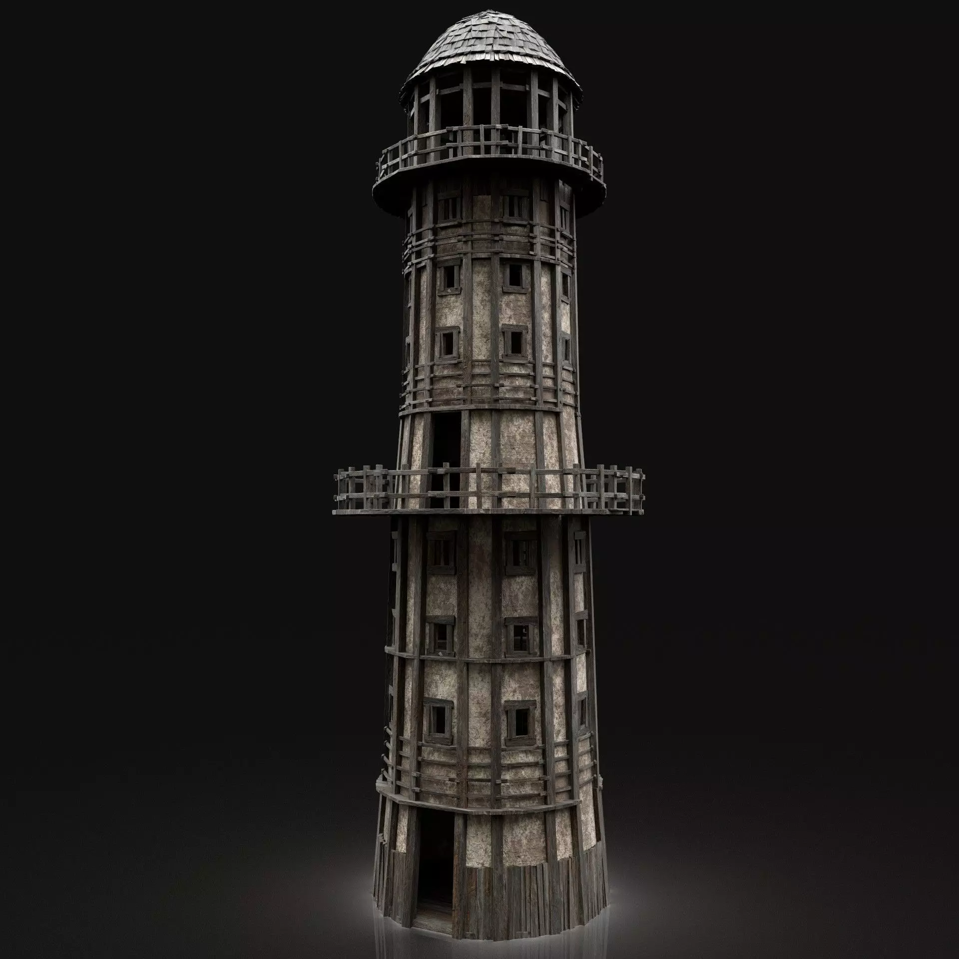 ENTERABLE AAA NEXT GEN MEDIEVAL LIGHTHOUSE LANTERN TOWER Low-poly 3D model