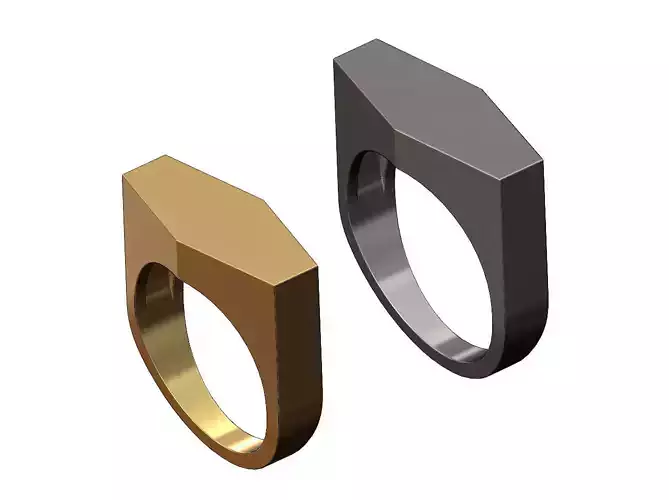 Flat top trapezoidal sides signet ring 3D print model