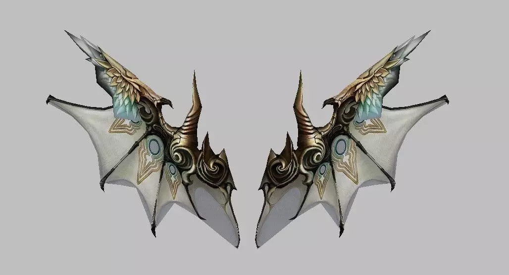 White Wing Low-poly 3D model_0