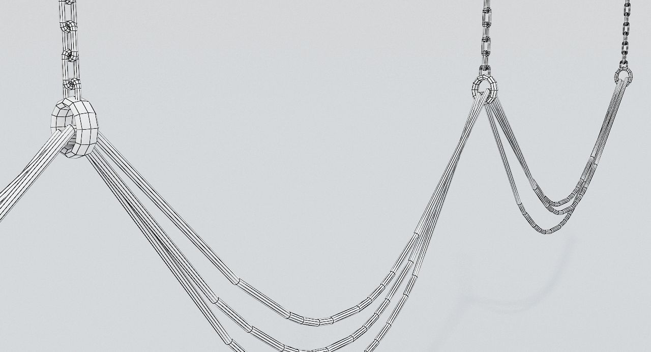 Cables set of wires hanging Low-poly 3D model_4