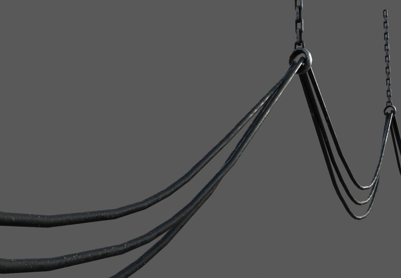 Cables set of wires hanging Low-poly 3D model_3