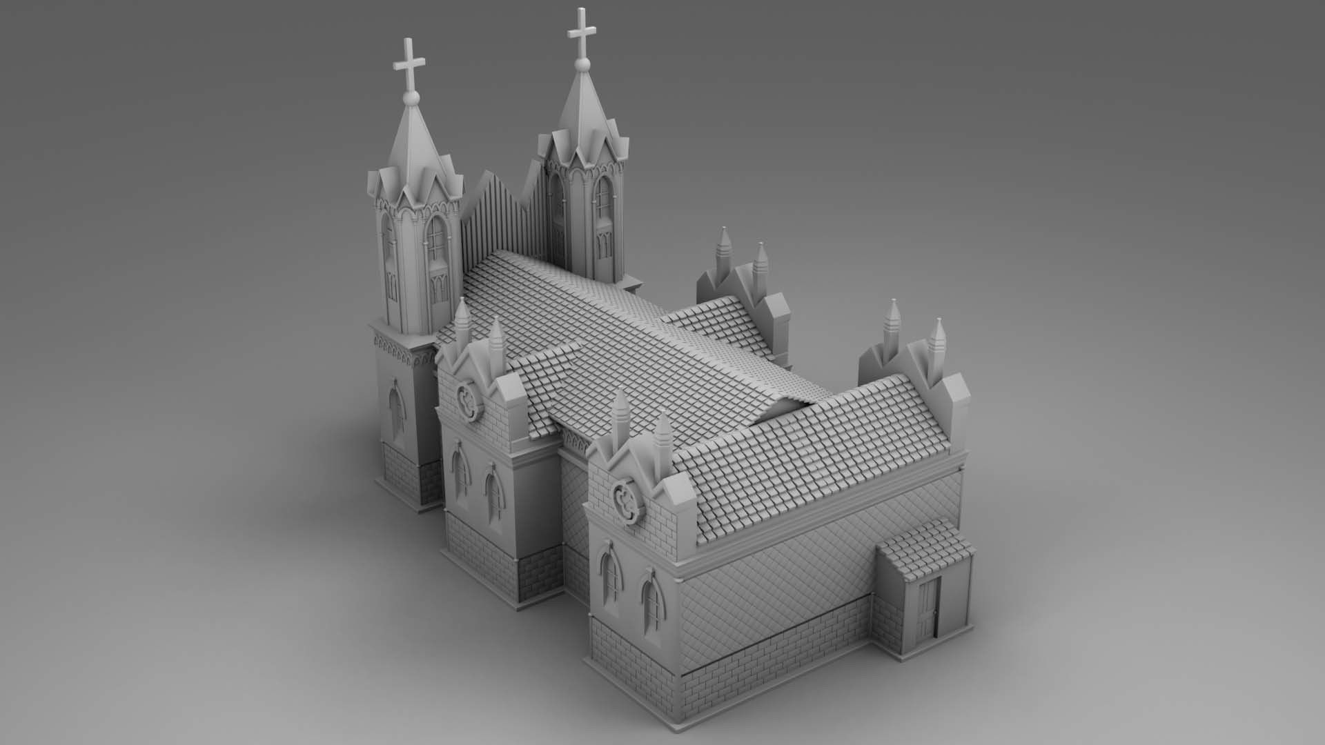 Gothic castle 3D print model_1