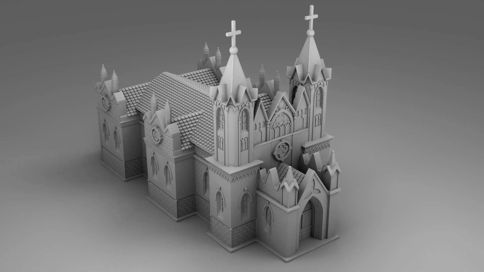 Gothic castle 3D print model_0