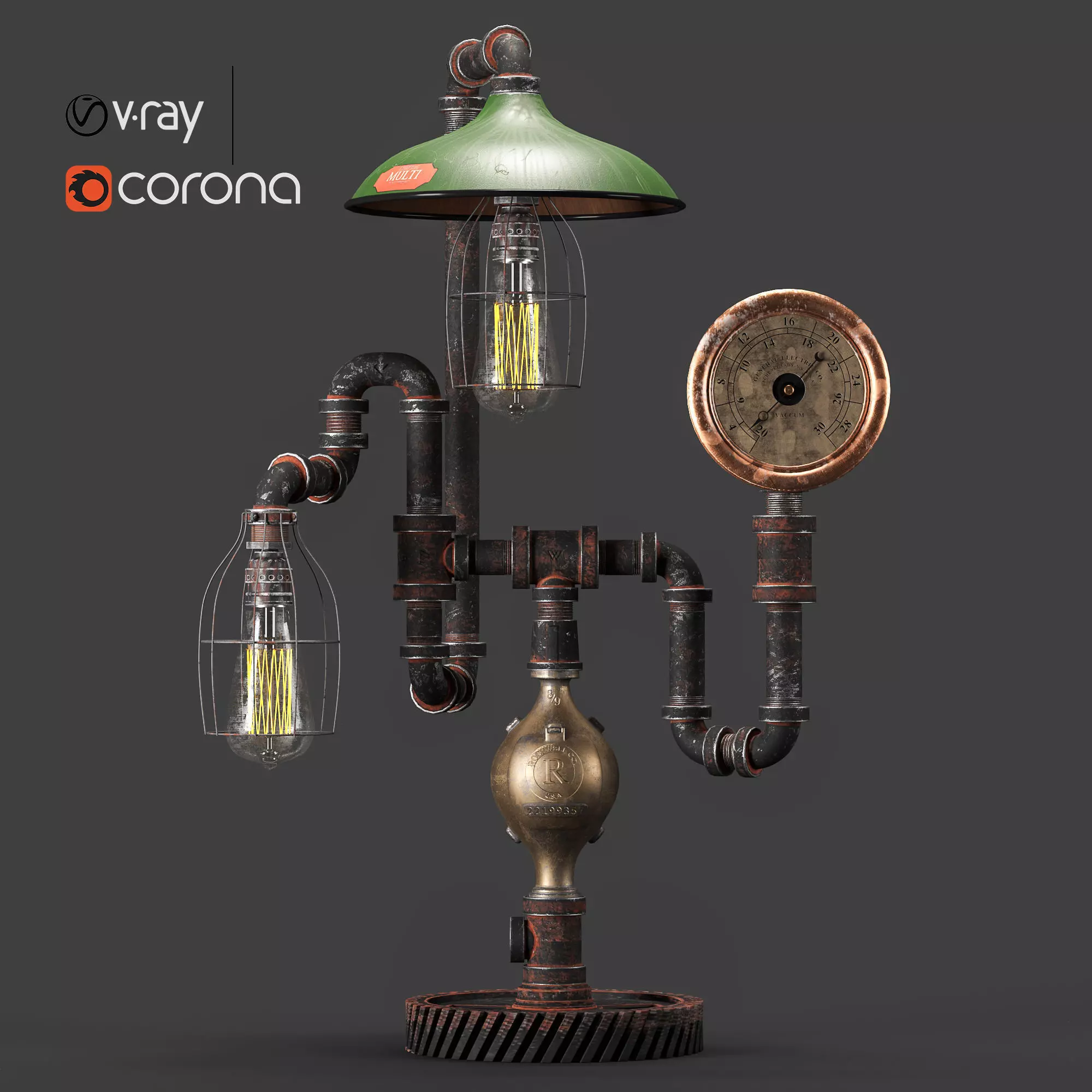 Antique Steam Gauge Lamp by Machineagelamps 3D model_0