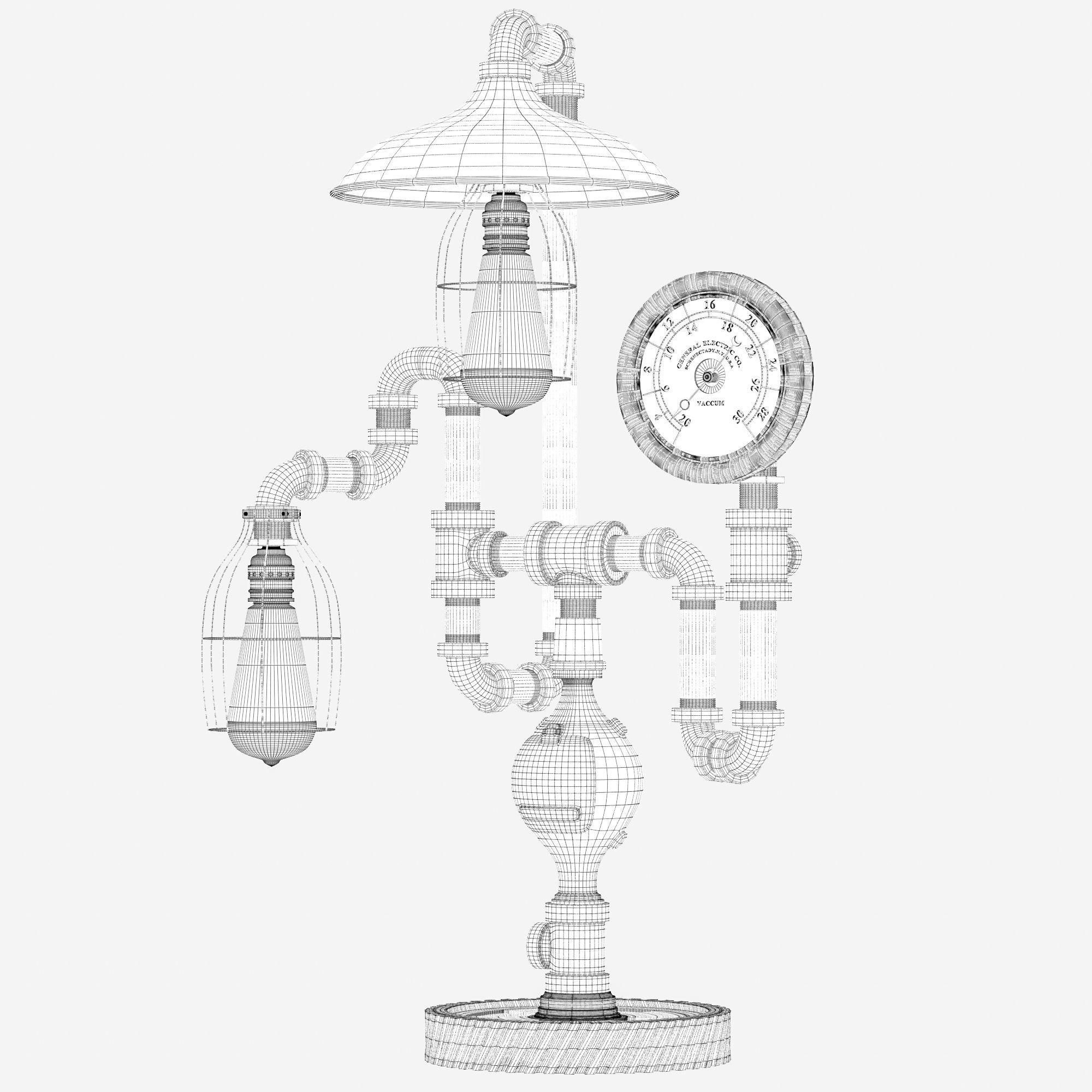 Antique Steam Gauge Lamp by Machineagelamps 3D model_4