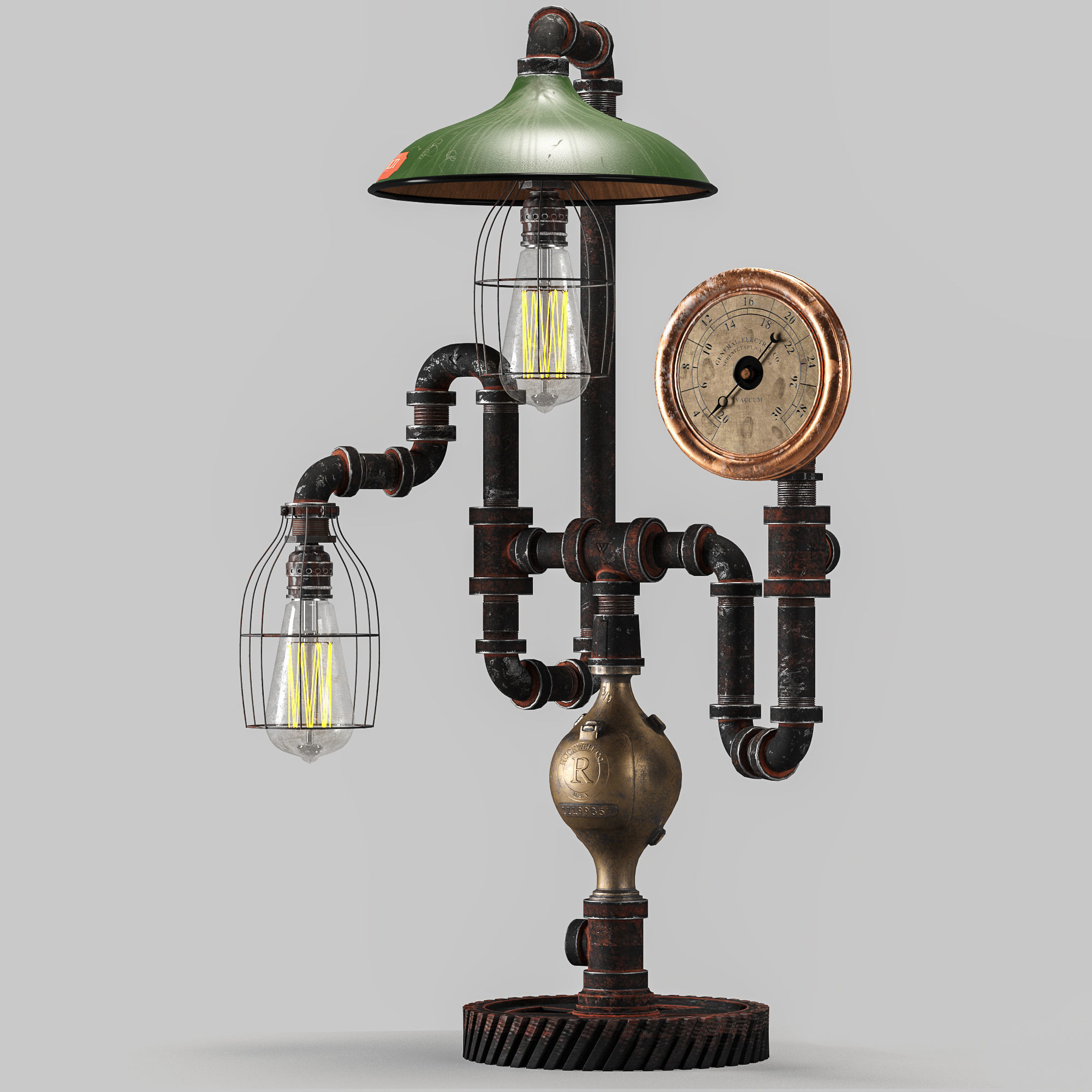 Antique Steam Gauge Lamp by Machineagelamps 3D model_2