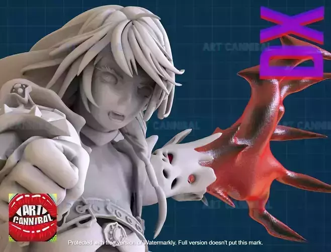 DELUXE Demon cursed Pirate Assassin Character statue jrpg anime 3D print model