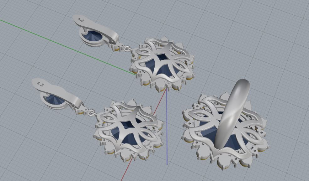 Ring and Earrings  105 3D print model_7