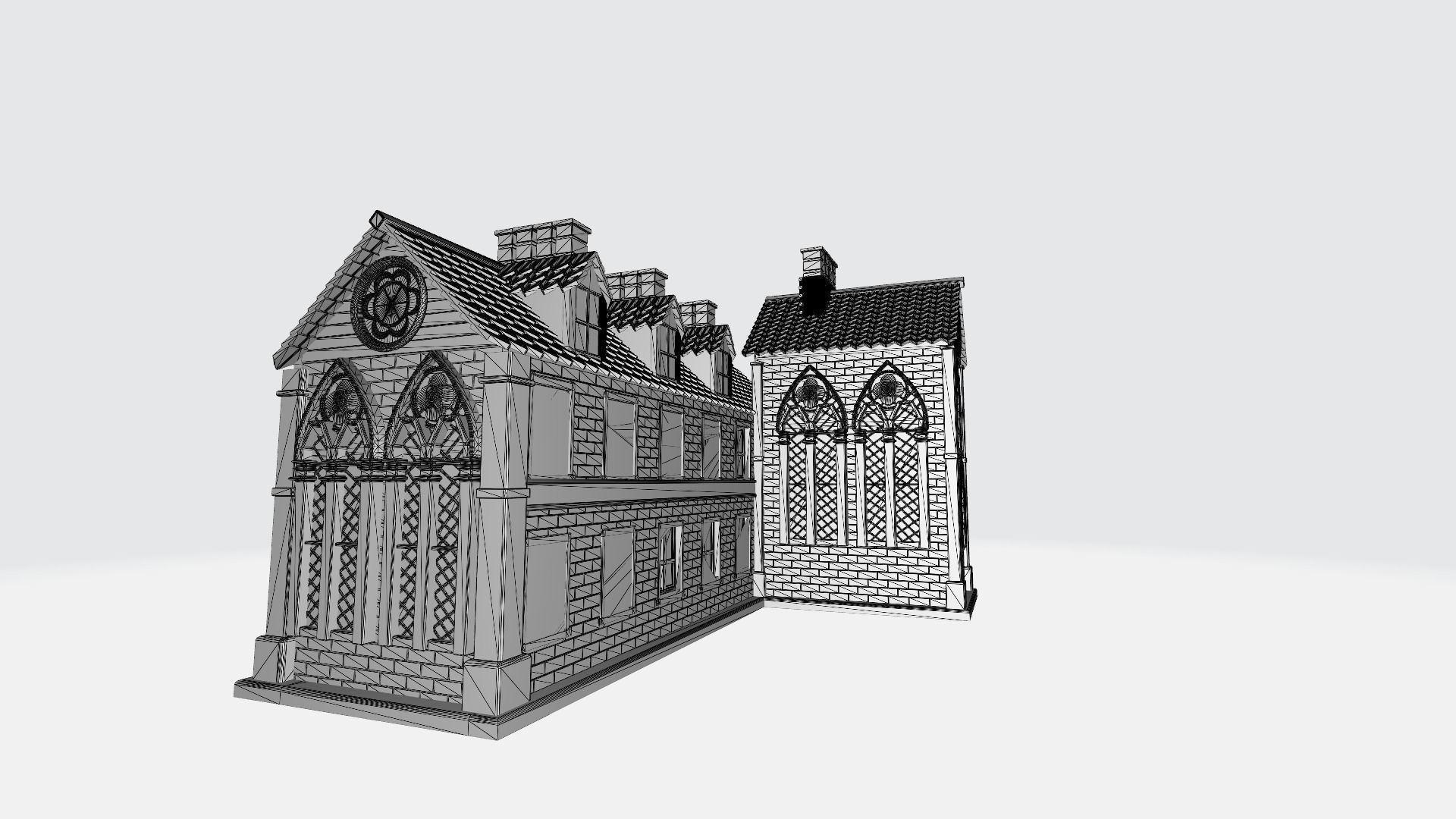 Gothic style house 3D print model_2