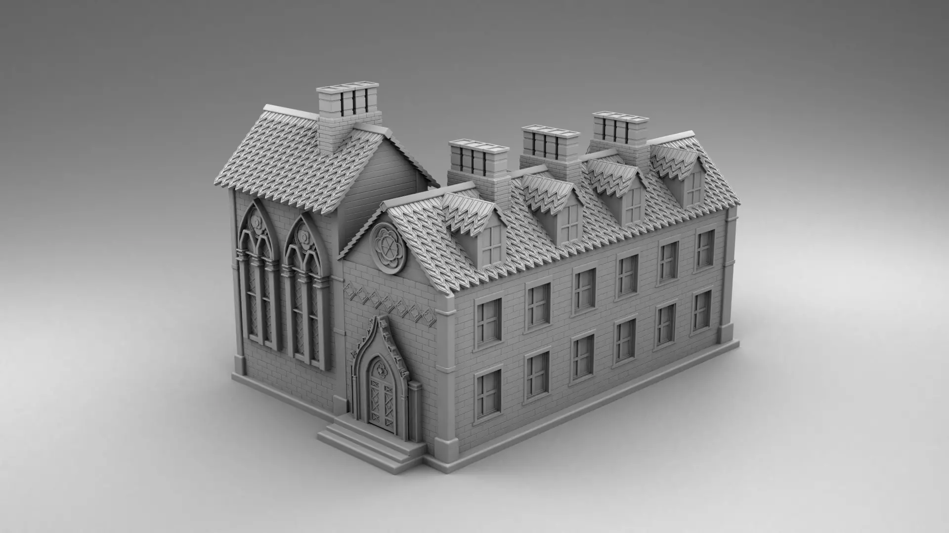 Gothic style house 3D print model_0