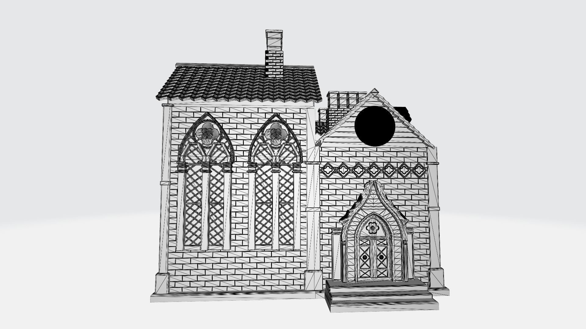 Gothic style house 3D print model_3