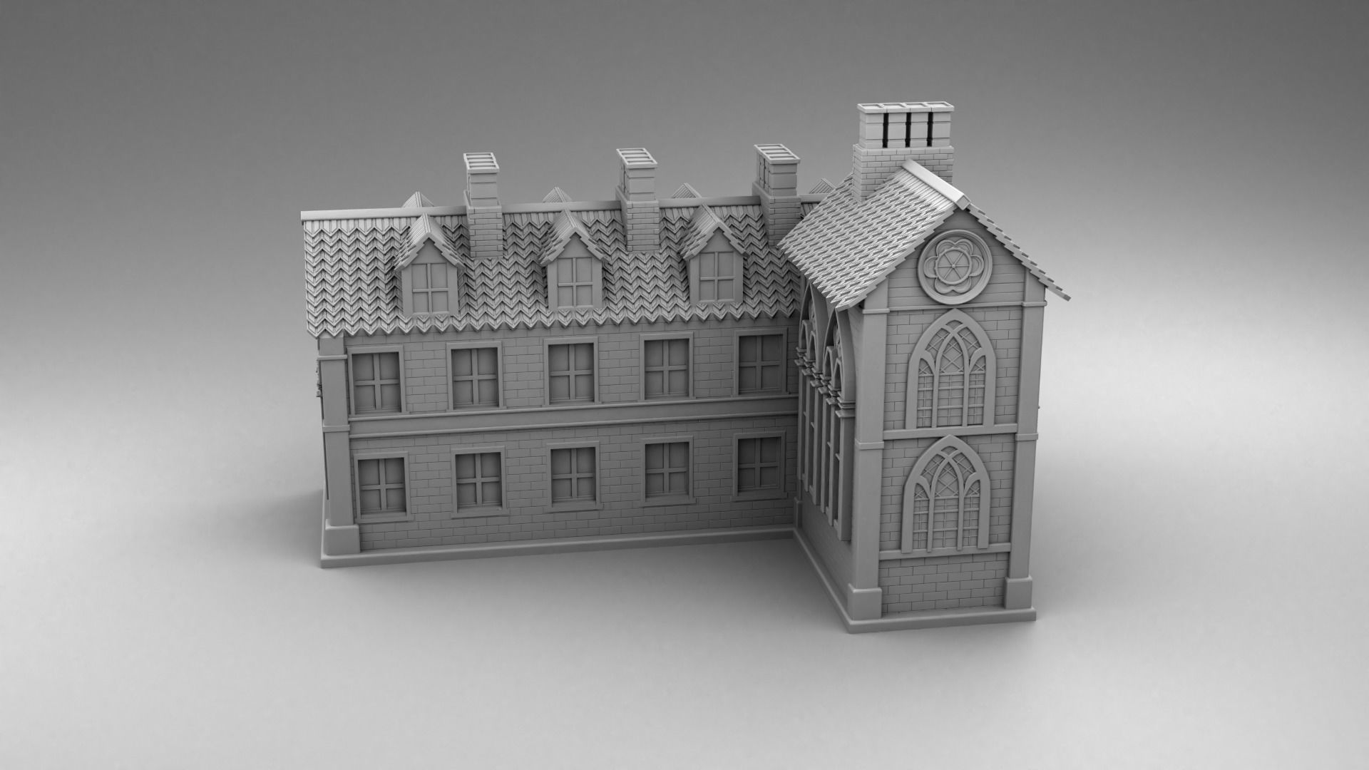 Gothic style house 3D print model_1