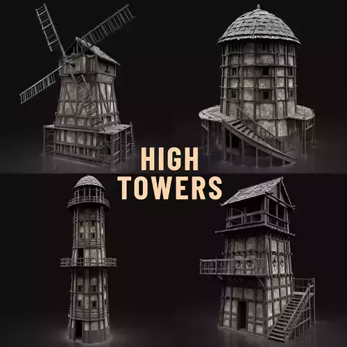 ENTERABLE HIGH TOWER WATCHTOWER COLLECTION BUILDINGS