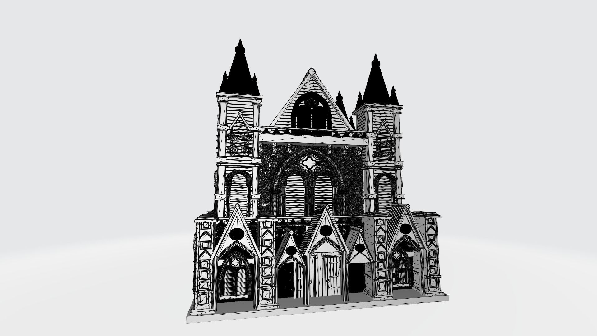 Gothic castle with towers 3D print model_3