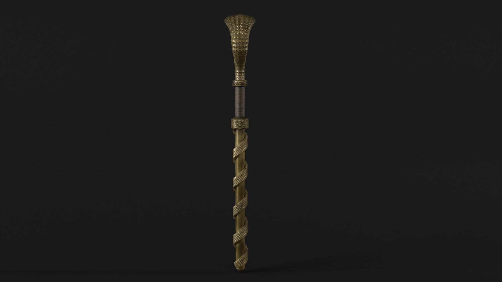 Staff01 golden wand Free low-poly 3D model_5