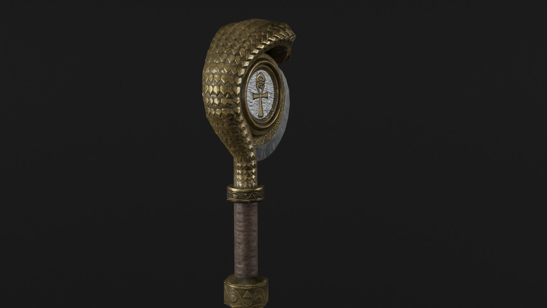 Staff01 golden wand Free low-poly 3D model_7