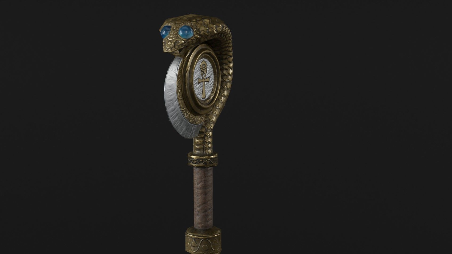 Staff01 golden wand Free low-poly 3D model_6