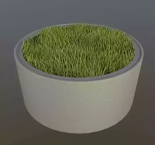 Concrete Pipe Pots with Grass 1500mm  Low-poly 3D model