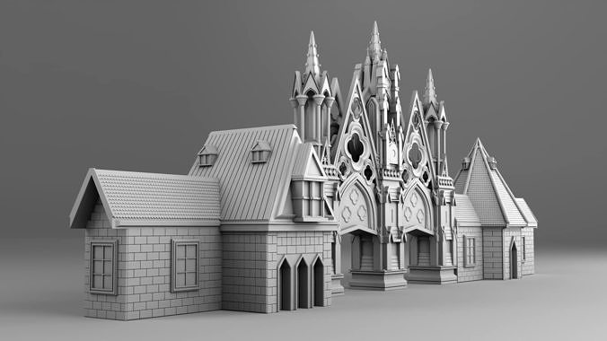Gothic builds of castle 3D print model