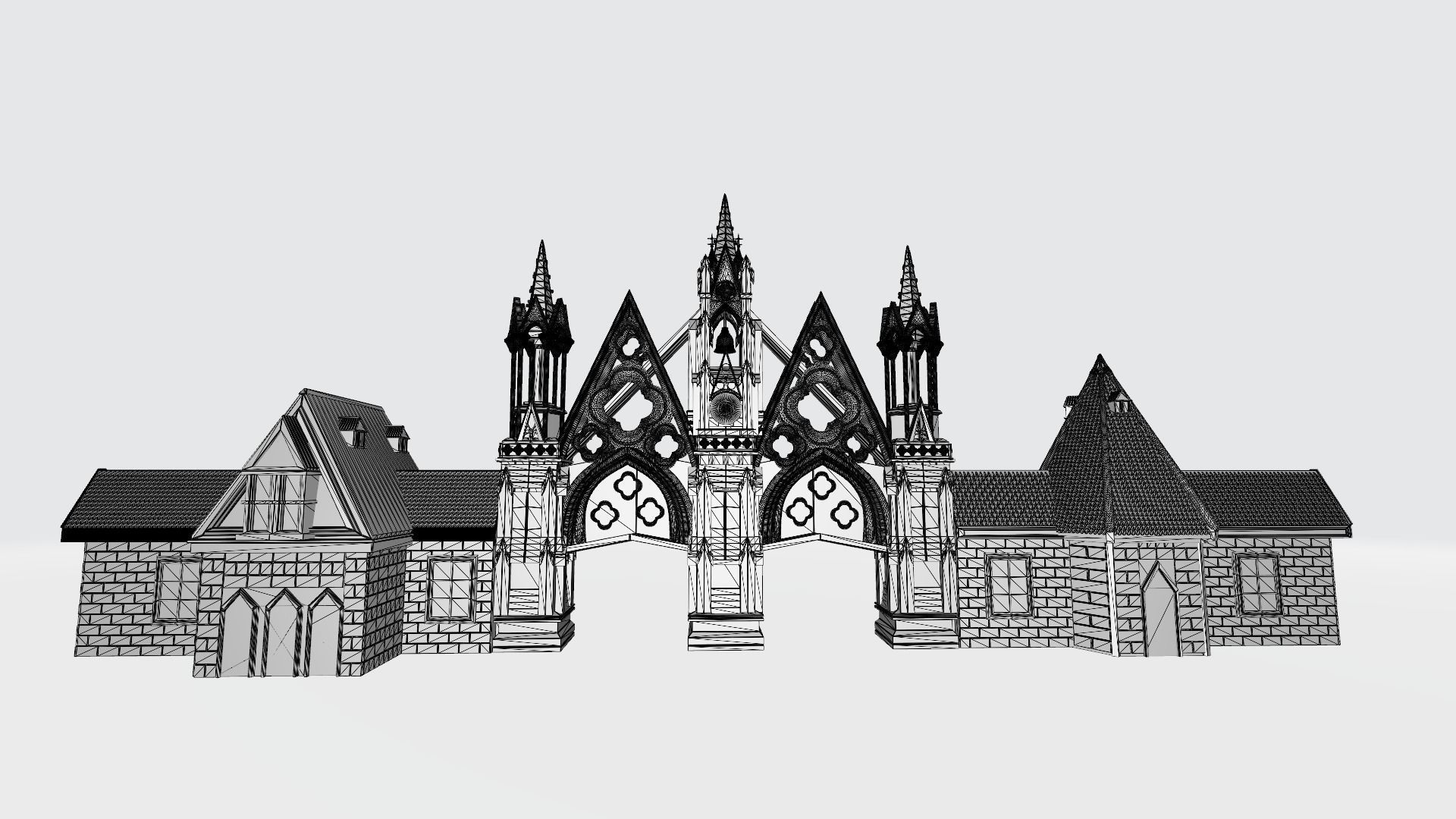 Gothic builds of castle 3D print model_3