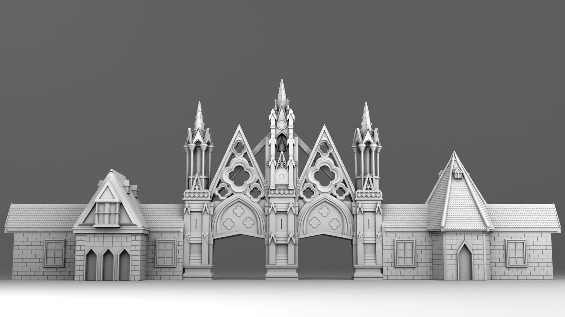 Gothic builds of castle 3D print model_1